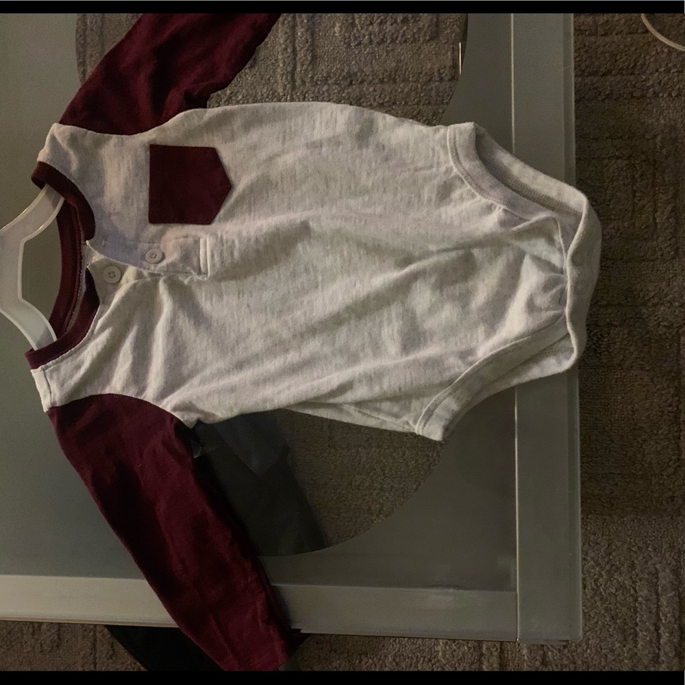18m maroon and grey onesie